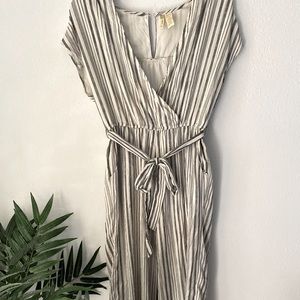 CUTE Romper White and Black Striped With Pockets